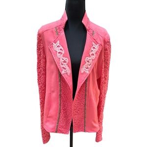 Buckle Daytrip Coral Embroidered Lace Jacket Blazer XL